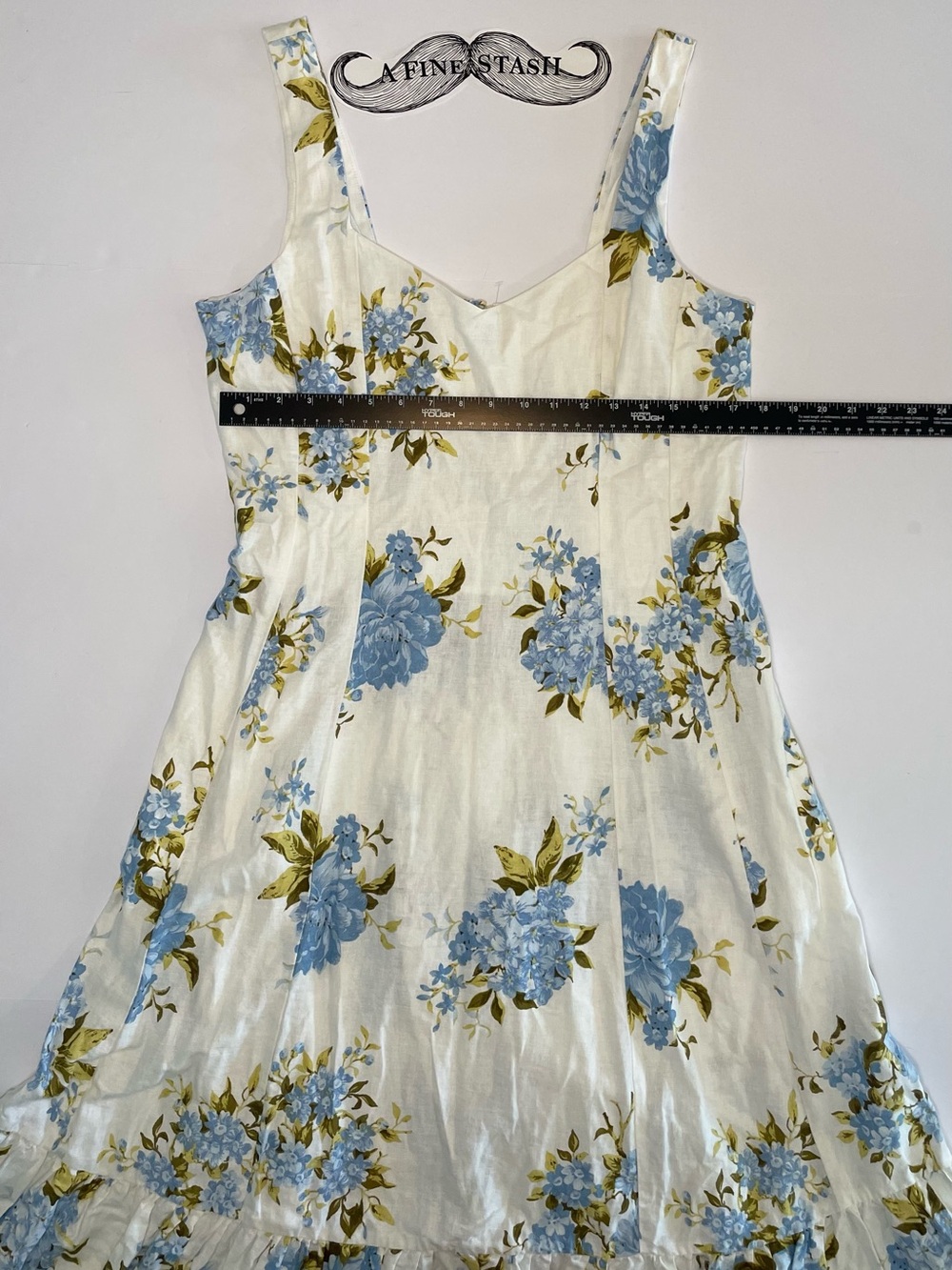 Cynthia Rowley White Maxi Dress with Blue Floral Print